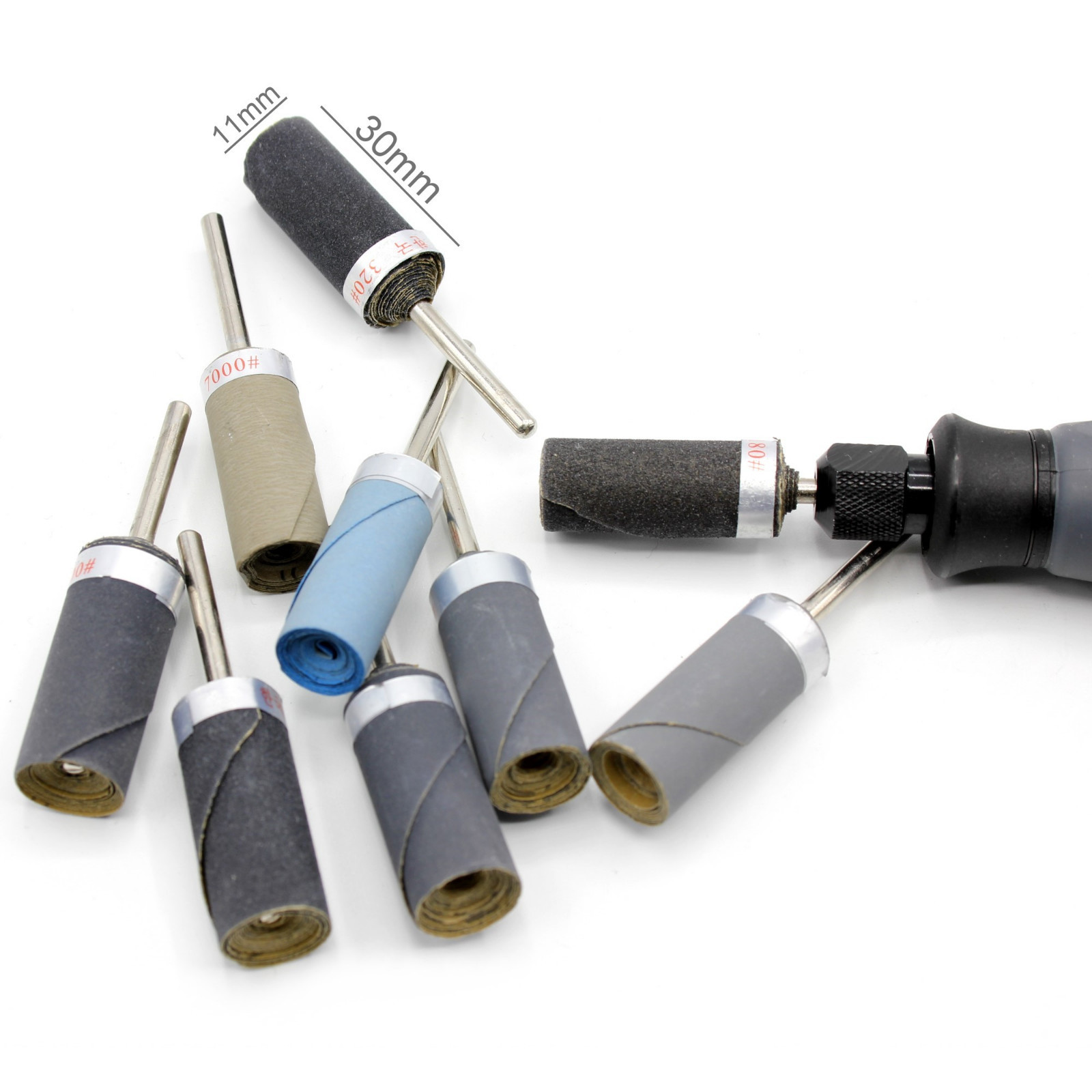 15x Schleifhülsen + Aufnahmedorn - Körnung 320 Für Dremel & Proxxon