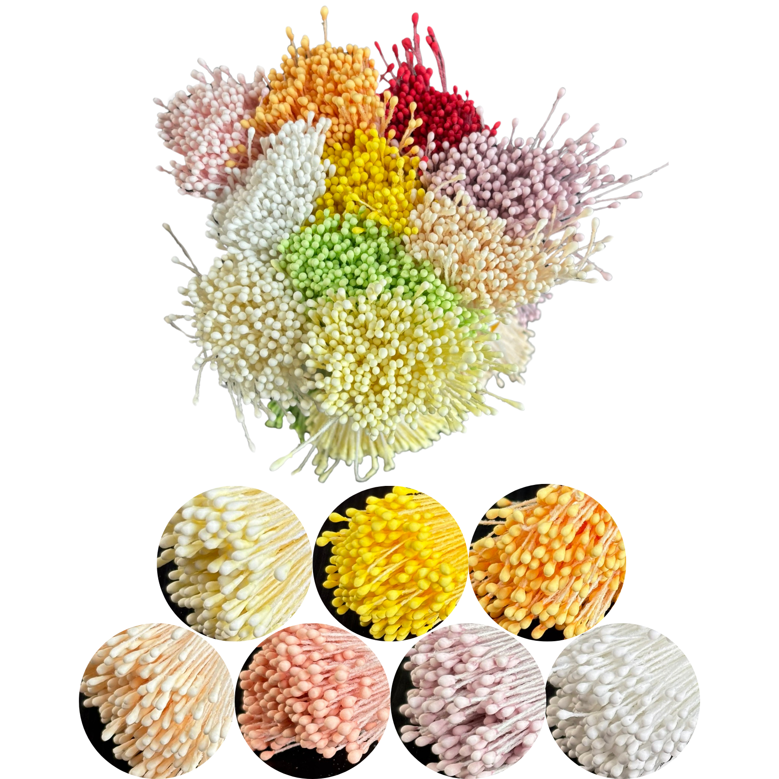 380x Bltenstempel 1mm Gips Blten Staubbltter doppelte Staubfden Floristik