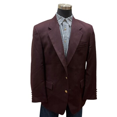 44S Savile Row Suit Jacket Sport Coat Blazer Burgundy Maroon Red Purple 100% Woo