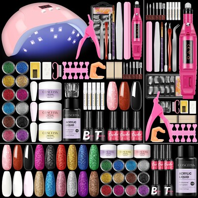 Acrylic Nail Set With UV Lamp Drill Gel Nail Polish Acrylic Powder And Liquid US
