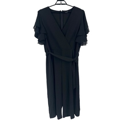 City Chic jumpsuit flutter sleeve black size XL/22 
