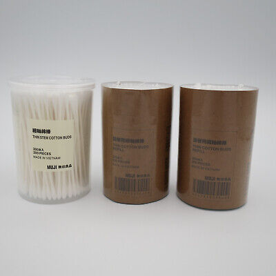 MUJI Cotton Bud Swab Thin 200pcs & Refilling 200pcs x 2 Set Chitosan Hygienic