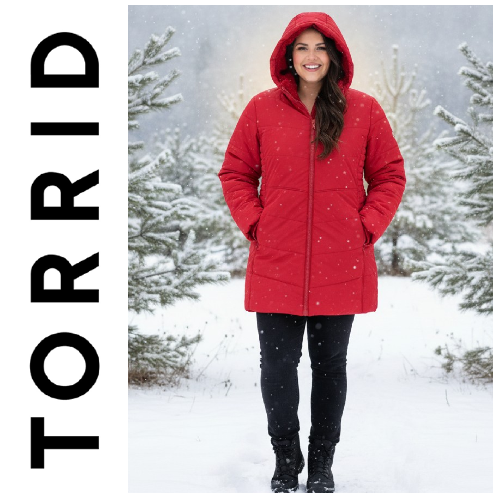 Torrid Plus Sz 2 2X Red Fleece Lined Parka Anorak Coat Hooded Temperature Rating