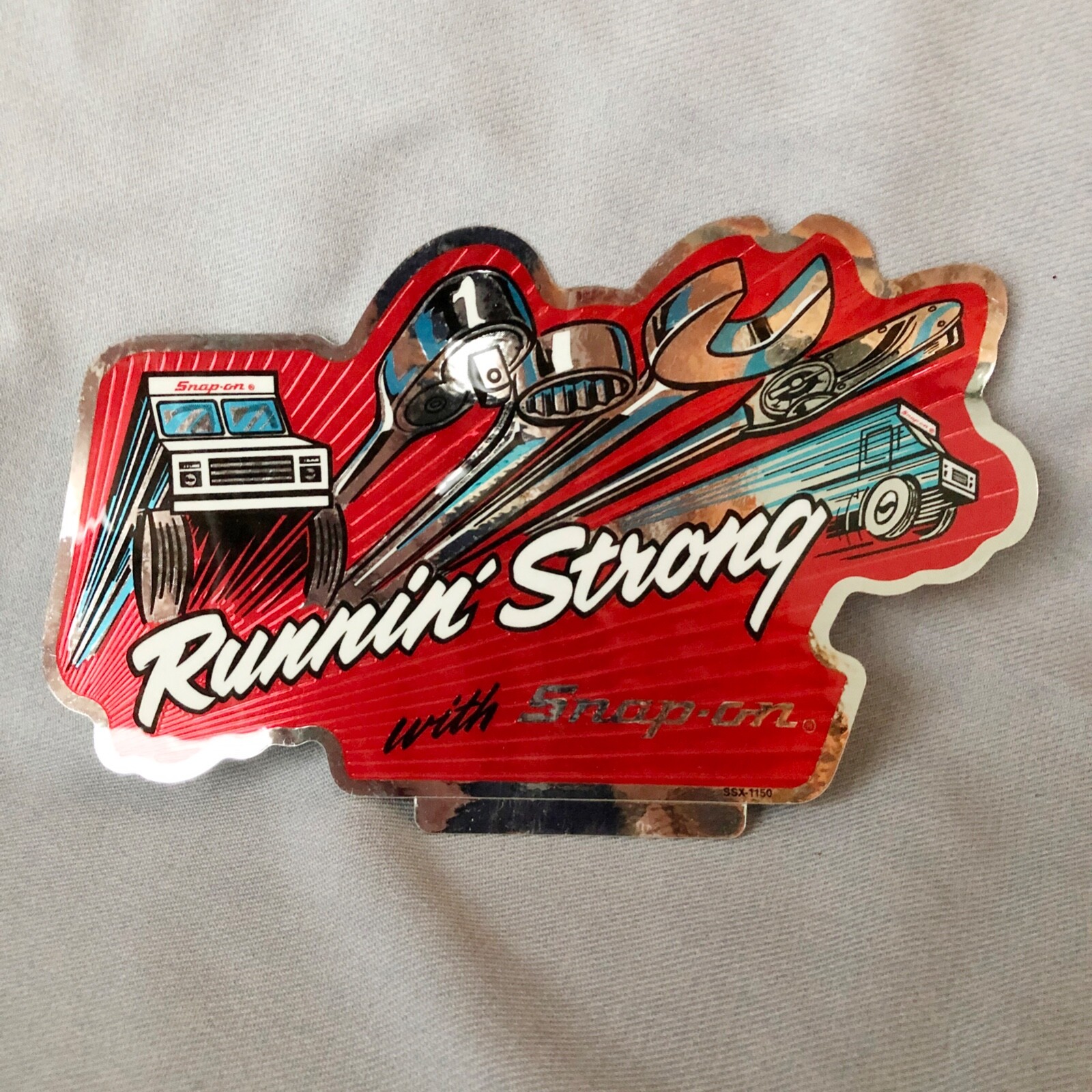 Vintage Snap-On Tools Foil Decal / Sticker -- RUNNING STRONG