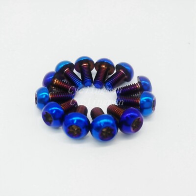 12 New Titanium Ti Burnt Blue Bike Bolts For Rotor Disc Brake Torx T25 M5x10mm 