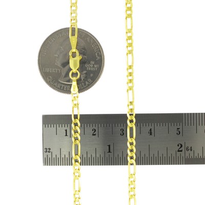Pre-owned Nuragold 14k Yellow Gold Solid 3.5mm Mens Figaro Chain Link Bracelet Lobster Clasp 8"
