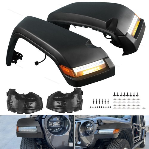 Front Fender Flares W/ Lights Fits 2018-20 Jeep Wrangler JL JLU/Rubicon 2/4-Door