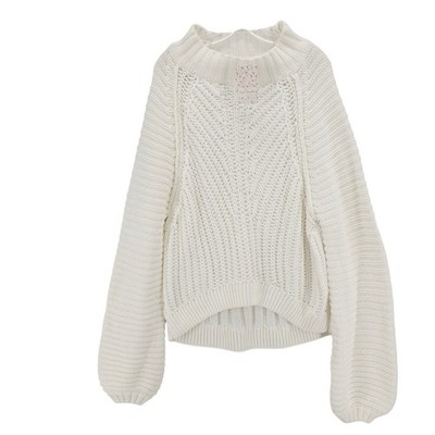 NWT FREE PEOPLE Sweetheart Sweater Ivory White Chunky Knit Ribbed Size LARGE