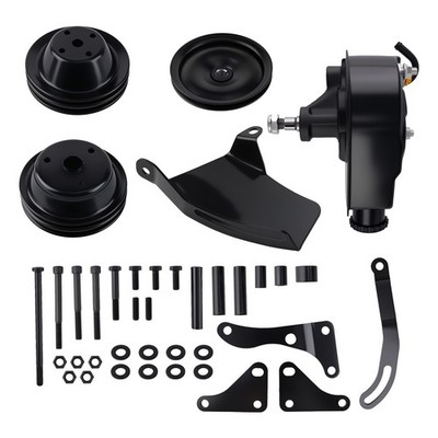 Engine Bracket Assembly for Chevy 350 SB 1958-86 Long Water Pump Black Complete