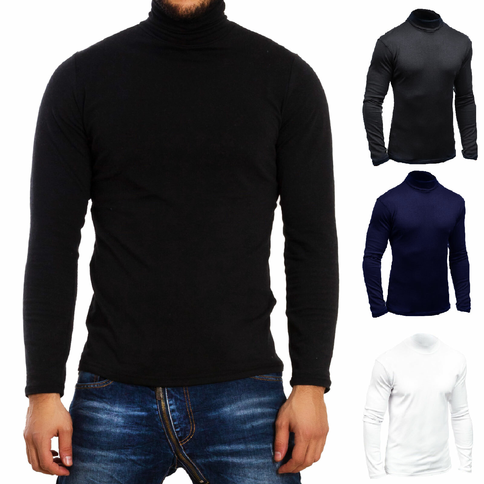 polyester mock turtleneck mens