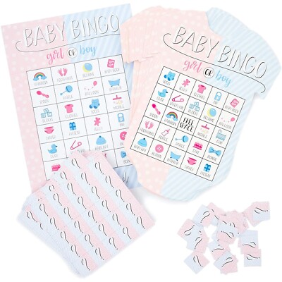 36x Gender Reveal Party Games Baby Bingo Boys and Girls Card for Baby Showers