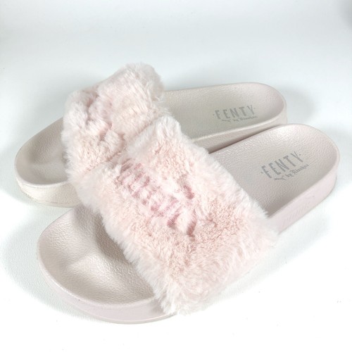 Fenty x Puma Rihanna Light Fur Slides Sandals Leadcat Fenty | eBay