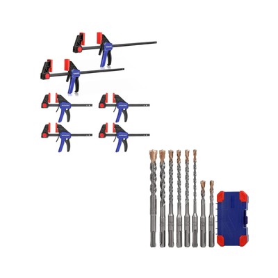 WORKPRO 6-Pack Bar Clamps for Woodworking & WORKPRO 8-Piece SDS-plus Drill Bi...