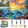 500 Piece Puzzles for Adults Clearance, Tropical Paradise Dolphins Ocean Sunset Scene, Difficult Jigsaw Puzzle Challenging, Art Puzzle for Gift Party Games Family Fun