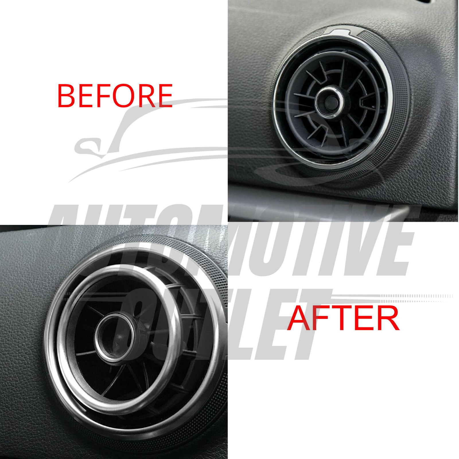 4X INNER AIR VENT RING COVER TRIM OUTLET FOR AUDI A3 S3 RS3 8V 2012-2019, SILVER 4