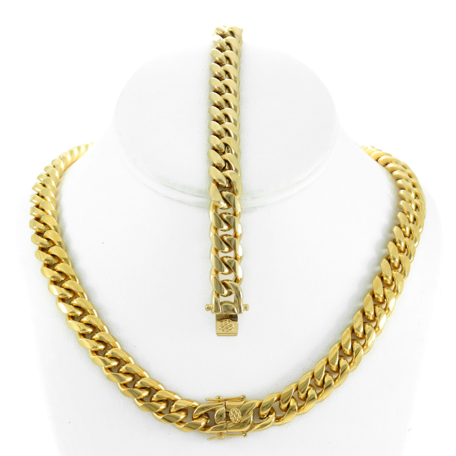 Men/'s Gold Finish Close Tight Miami Cuban Chain Bracelet Triple Box Lock 6MM