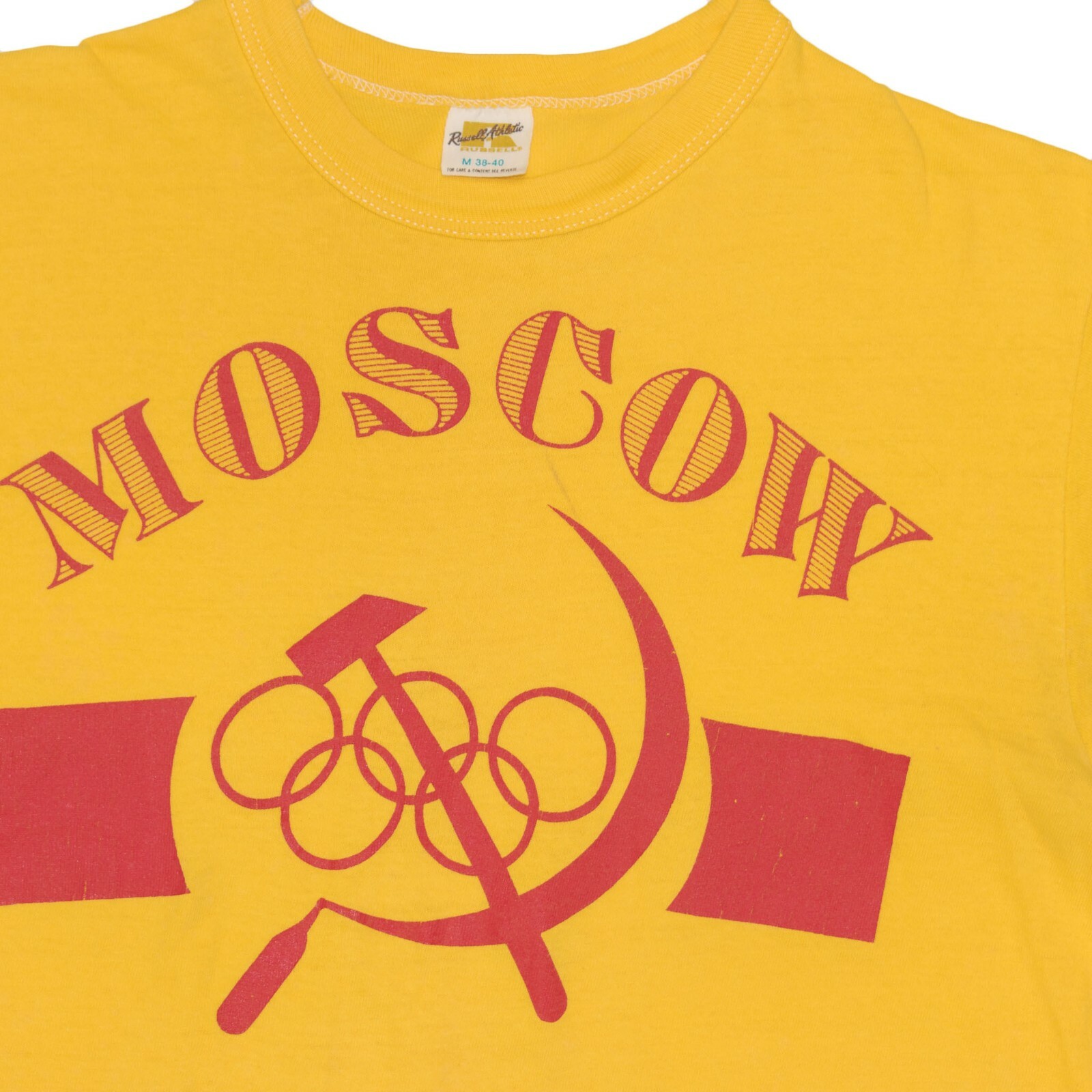 Vintage 1980 Moscow Soviet Olympic Games T-Shirt Russell Athletic Men's Small/XS