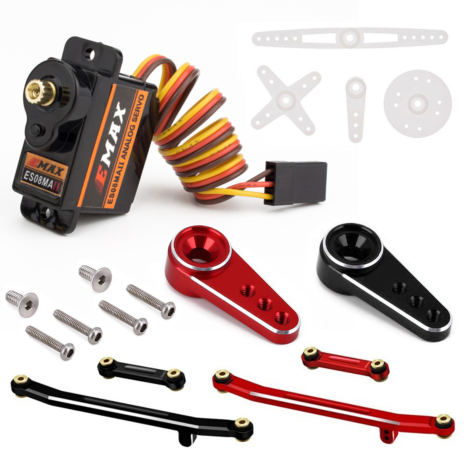 Steering Servo w/ Mount Bracket & Arm Horn For 1/24 SCX24 EMax ES08MA II RC Car