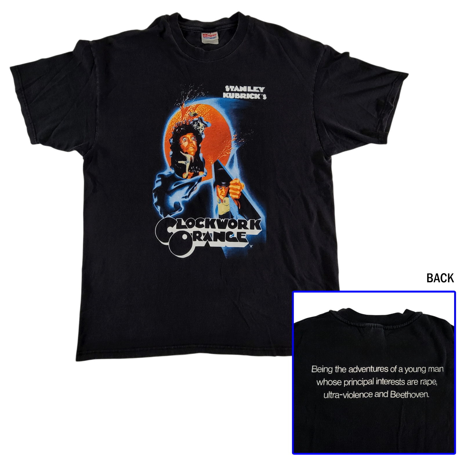 80s〜90s CLOCKWORK ORANGE 染込　Tシャツ Vintage 90s Clockwork Orange Shirt Men's Black Size XL Double