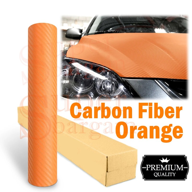 Orange Carbon Fiber Fibre Vinyl Wrap Car Vinyl Sticker Vinly Decals Film Sticker
