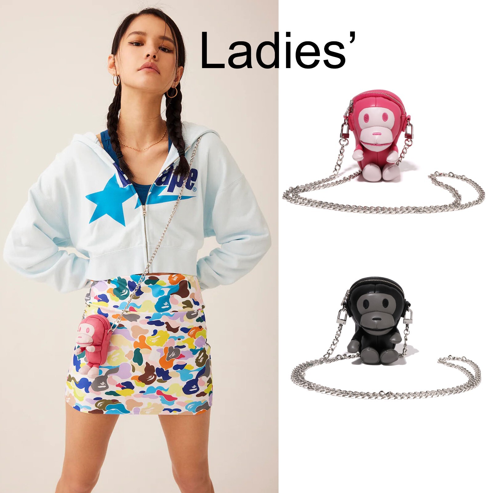 A BATHING APE Ladies' BABY MILO MINI SHOULDER BAG 2J80290001 A BATHING APE Ladies' BABY MILO MINI SHOULDER BAG 2J80290001