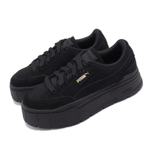 Puma Mayze Stack Suede Wns Черное золото Женские повседневные туфли на платформе 383983-01