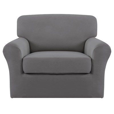 Easy-Going 2 Pieces Microfiber Stretch Chair Slipcover â   Spandex Soft Fitted S