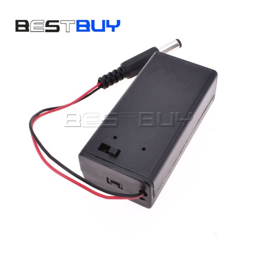 9V Volt PP3 Battery Holder Case Box ON//OFF Switch Cover DC 5.5//2.1mm Plug