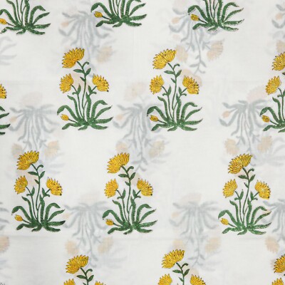 Floral Print Sewing Fabric Indian Hand Block Running 100% Cotton Fabric By Yard