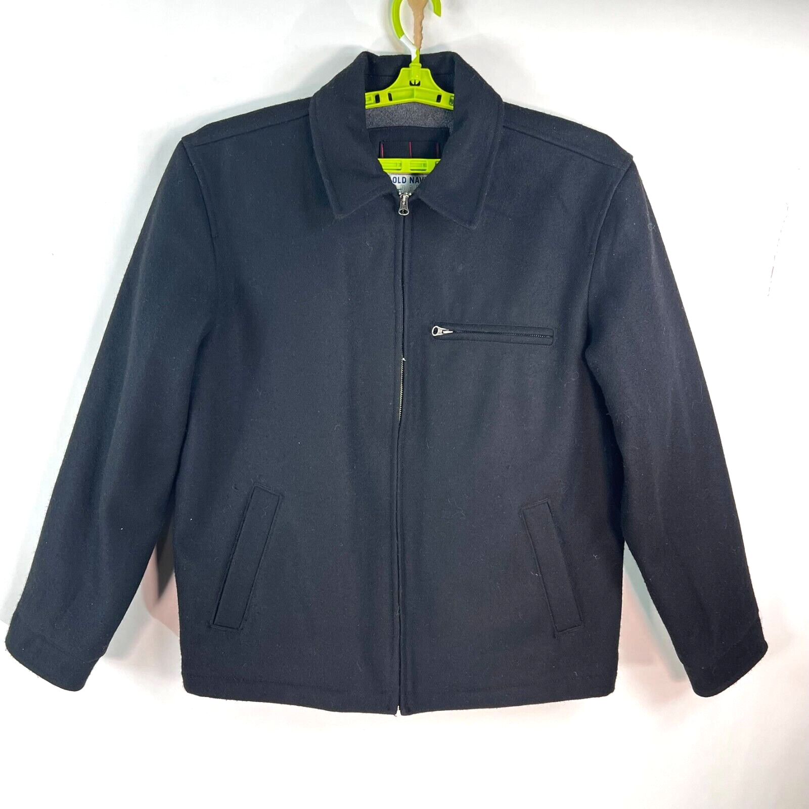 Old Navy Mens Sz XL Black Classic Wool Full Zip Bomber
