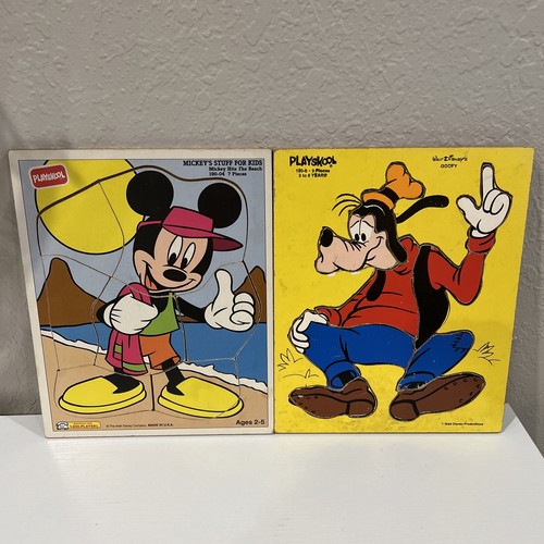 60'S VINTAGE SET OF PLAYSKOOL WALT DISNEY WOODEN PUZZLES