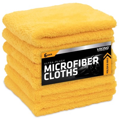 VIKING Microfiber Cleaning Cloth for Car Detailing Ultra Plush Yellow