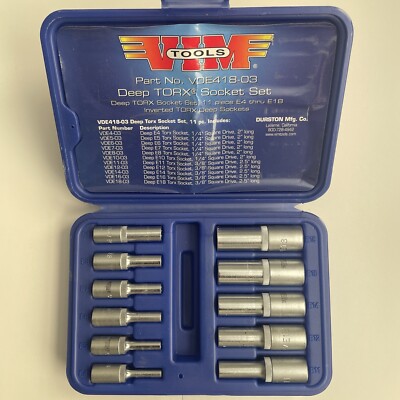 VIM Tools VDE418-03 - 11 Piece Deep TORX Socket Set (E4 thru E 18)