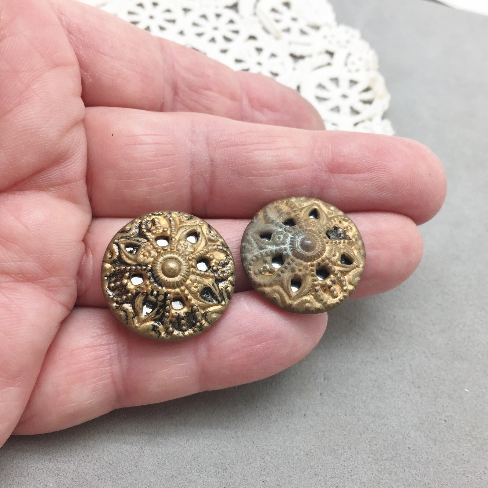 Antique Button Lot Twinkle Mirror Back 7/8