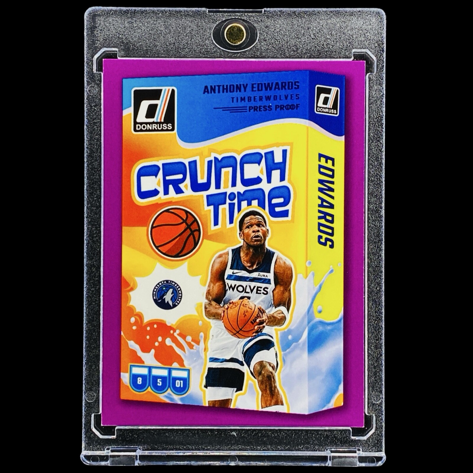 Anthony Edwards CRUNCH 🔥 Press Proof SP Purple Timberwolves + Card Holder