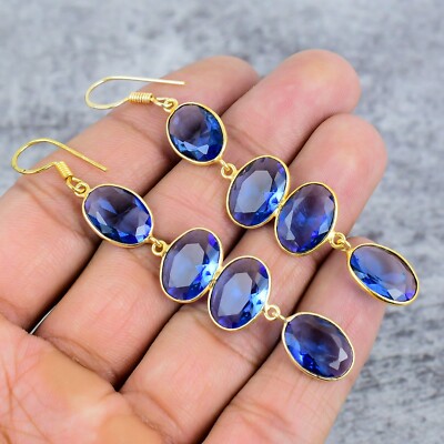 Tanzanite Gemstone Handmade Jewelry Dangle Drop 925 Sterling Silver Earring