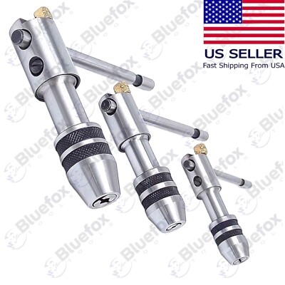 3 Piece Tap Wrench Ratchet T-Handle Set Reversible 1/16'' To 1/2'' Inch Bluefox