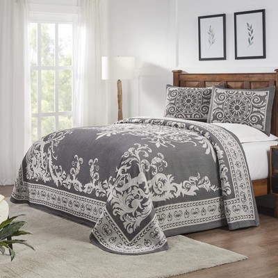 Superior Cotton Blend 3-Piece Bedspread Set Oversized Bedspread 2 Matching Pi...