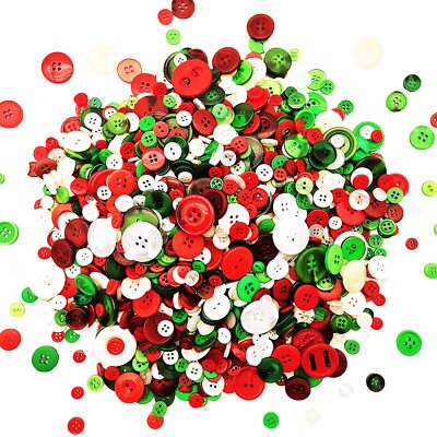 600-700Pcs Mixed Red White Green Buttons for Crafts Bulk Assorted Size Red Gr...