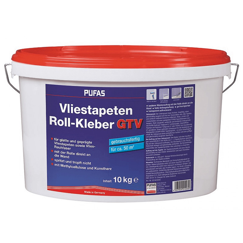 Gebrauchsfertiger Vliestapeten Roll-Kleber Gtv 10kg Transparent Pufas (3,20â¬/1kg
