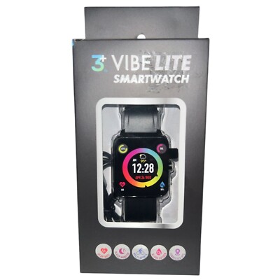 3+ Vibe Lite Smartwatch (Blood Oxygen, Heart Rate, Sleep) - Black