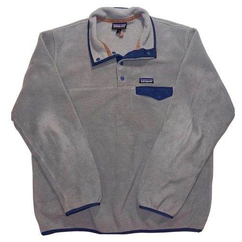 Patagonia Synchilla Snap T Fleece Pullover Mens XL Gray Navy Blue | eBay