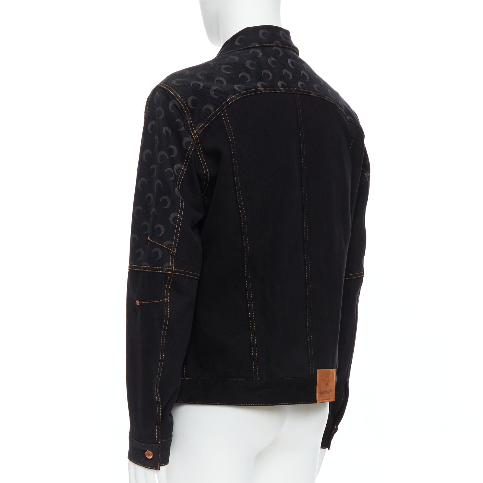 MARINE SERRE WHITE LINE Crescent Moon black denim print MARINE SERRE WHITE LINE Crescent Moon black denim print