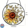 Sizavi Sunflower Suncatcher Butterfly Stained Glass Suncatchers 7.87 Inch Stained Glass Ornament for Home Decor Indoor Wall Art for Mother Women Friends