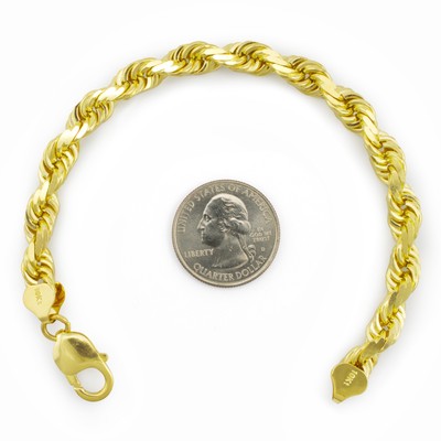 NURAGOLD 10K YELLOW GOLD 9MM ROPE DIAMOND CUT ITALIAN CHAIN BRACELET MENS THICK WIDE 8"