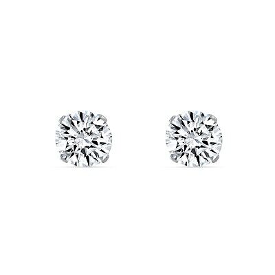 Pre-owned Shine Brite With A Diamond 2 Ct Round Lab Created Grown Diamond Earrings 14k White Gold G/vs Crown Push In White/colorless