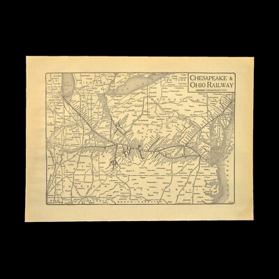 CHESAPEAKE and OHIO Railroad Map C & O Railway System Vintage Original ca 1929