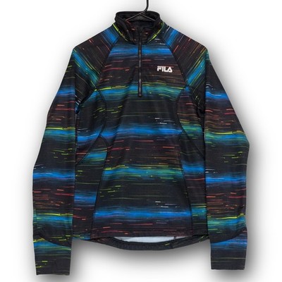 Fila Sport Pullover Mens Small 1/4 Zip Digital Streak Multicolor Excellent