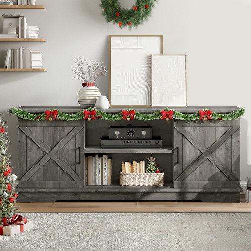 Farmhouse Coffee Bar Cabinet Sideboard Kitchen Buffet Cabinet with Barn Door