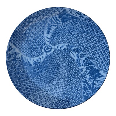 Kozan Gama (Kiln) Mino Blue/White Japanese Blue & White Serving Plate 12.25 